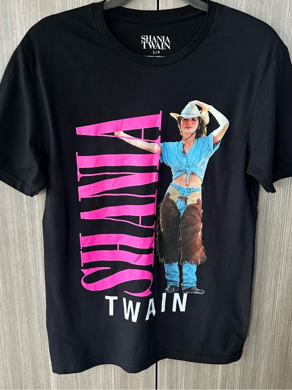 Shania Twain Black Graphic Tee with Pink Logo